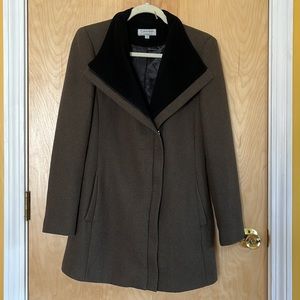 CALVIN KLEIN Premium Wool Blend Coat Espresso Brown Size 4